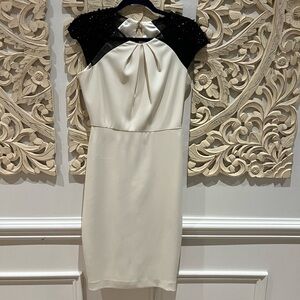 Badgley Mischka Black and Cream Mini Dress